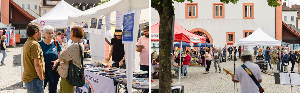  Das Demokratiefest der Partnerschaft für Demokratie Haßberge lockte Jung und Alt an, zum Austauschen, Spiel und Spaß und Informationsgewinn. (Beide Fotos: Carolin Ulrich)
