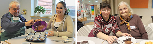 Praxisnaher Einsatz der Berufsschüler beim intergenerativen Back- und Bastelprojekt im MGH