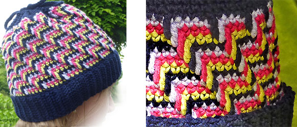 Vario-Häkelmütze im Apache Tears Muster (taugt auch sehr gut als Stirnband oder als offene Mütze für Dutt oder Pferdeschwanz)
