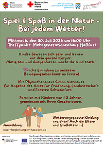 Flyer: Spiel & Spaß in der Natur – Bei jedem Wetter